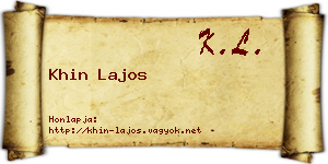 Khin Lajos névjegykártya